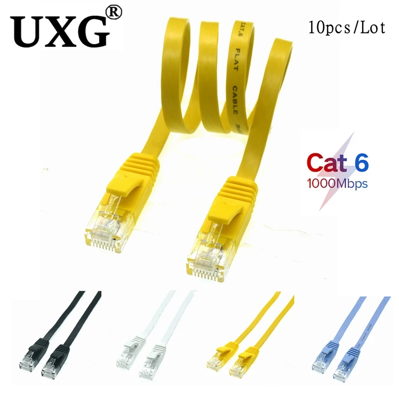 10 paczka 20cm 50cm 1m 3ft 2m 3m 5m 10m 20m 30m 40m 50m kabel CAT6 płaskie UTP kabel sieciowy Ethernet RJ45 Patch LAN kabel 1000 mb/s