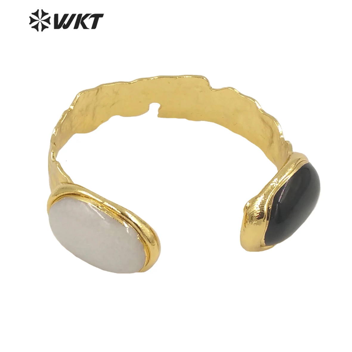 

WT-B591 2023 WKT fashion Natural Tiger Eye Amethysts Black Obsidian Pick Quartzs Bangle Opening Adjustable Ladies ACC