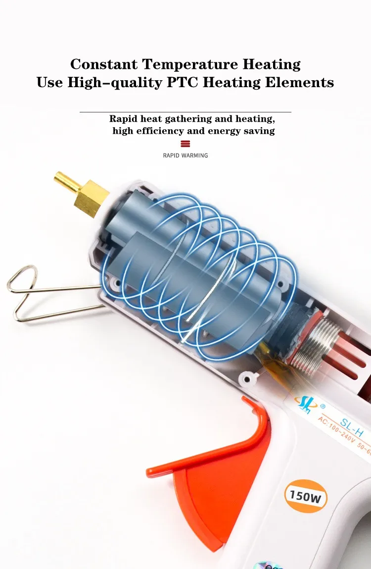 80W/150W Hot Melt Kleber Gun Smart Einstellbar Temperatur Kupfer Düse Heizung Maulkorb Durchmesser 11mm Industrie pistolen Reparatur Werkzeug – Detail 4