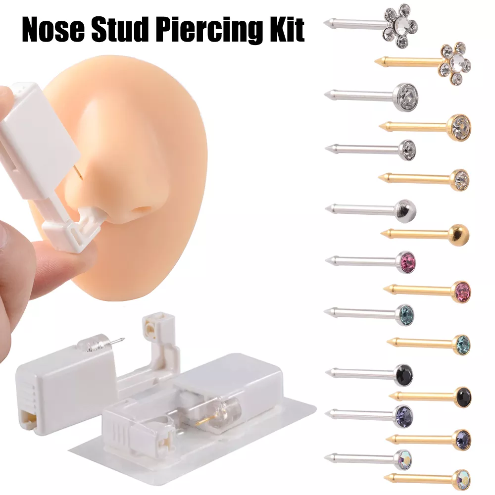 1PC jednorazowe bezpieczne sterylne urządzenie Piercing dla nosa szpilki kwiatowy styl Piercing Gun Piercer narzędzie maszyna Piercing biżuteria