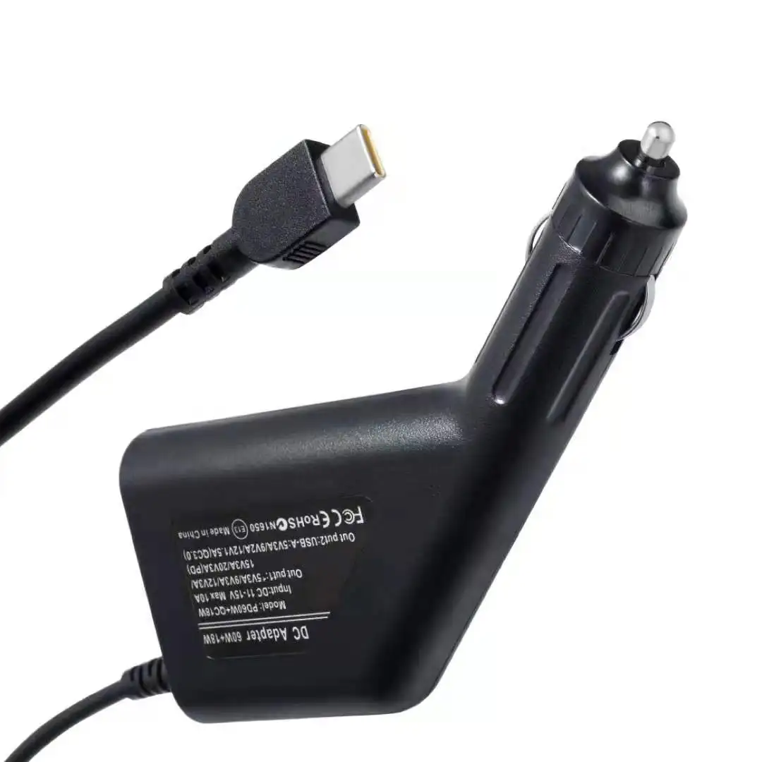 Adattatore di alimentazione per caricabatterie per auto USB tipo C da 65W per Macbook Lenovo Asus Laptop 20V 3.25A adattatore per auto USB C ricarica rapida 3.0 per telefono