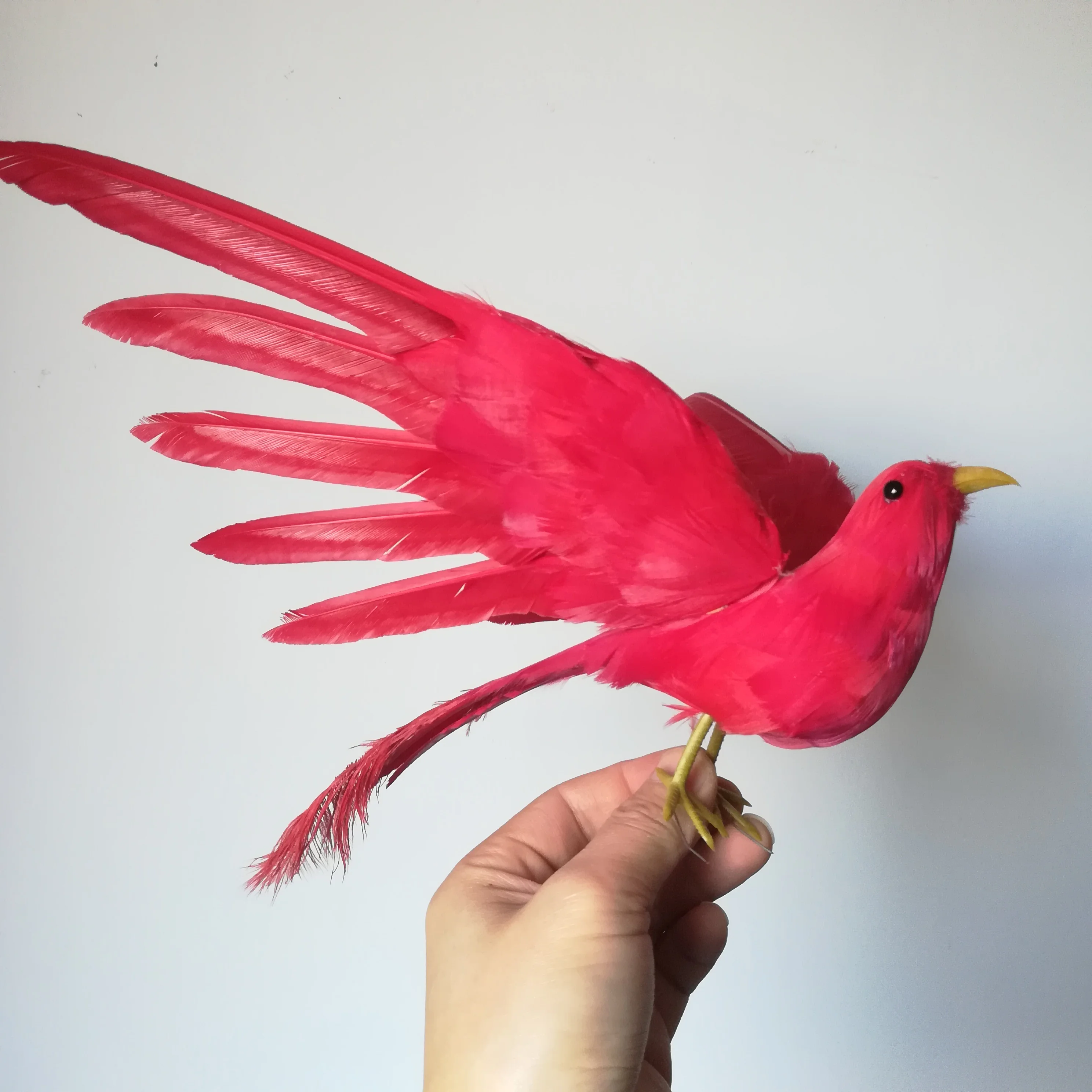 

foam&feathers vivid bird red feathers spreading wings bird large 25x20cm pastoral handicraft,garden decoration gift b1435