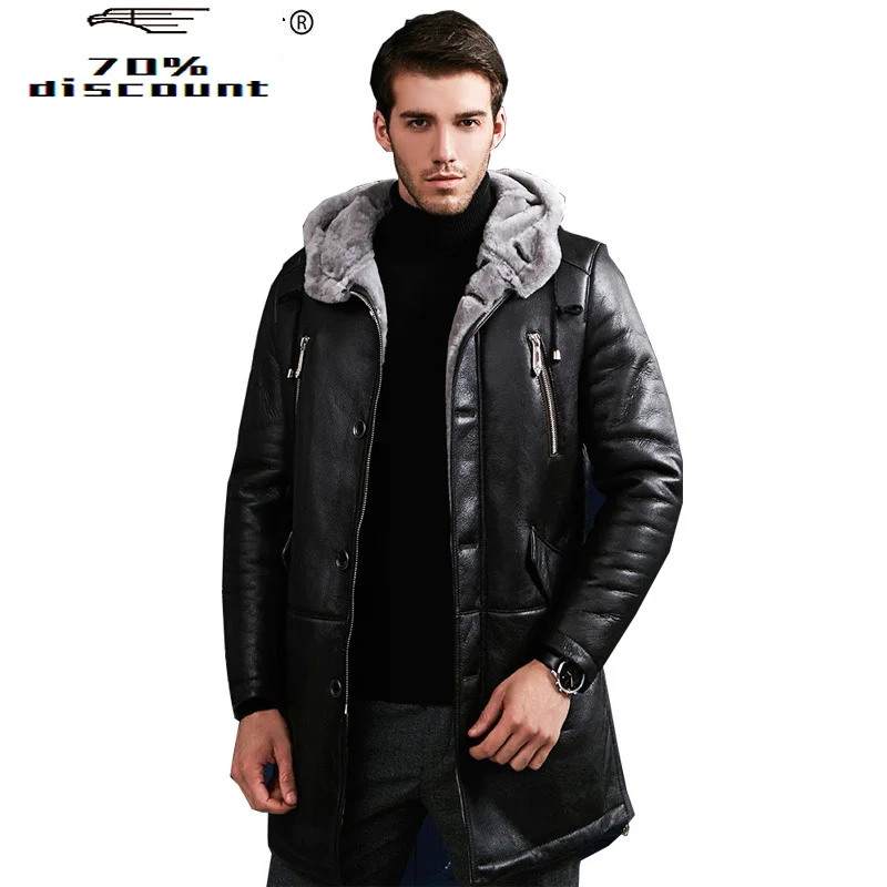 

Genuine Leather Jacket Men Winter Warm Double-faced Fur Coat Natural Real Wool Fur Coat Plus Size Jaqueta De Couro ZL303