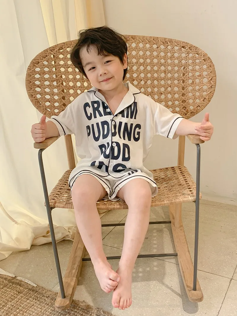 

Children's Summer Clothing Short-Sleeved Shorts Two Sets of 3-8 Years Old Boys Children Baby Boom tong shui yi Suit Male