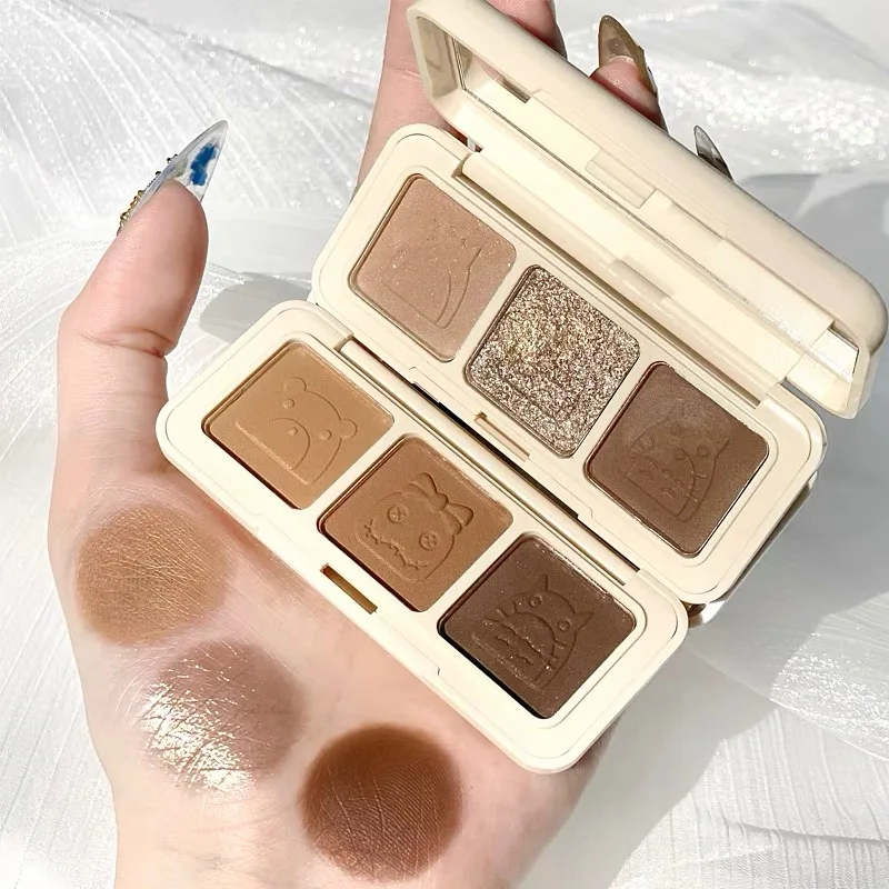 Milky Tea Shiny Eyeshadow Palette Matte Shimmer Glitter Face Contour Highlight Waterproof Long Lasting Pigmented Soft Eye Makeup