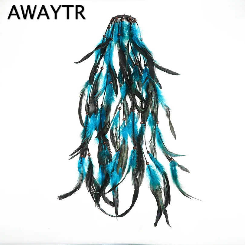 AWAYTR Indian Festival Tassel Feather Hair Combs Hairpins for Women Hippie Headpiece Ethnic Head Band Hair Comb Clips Headwear