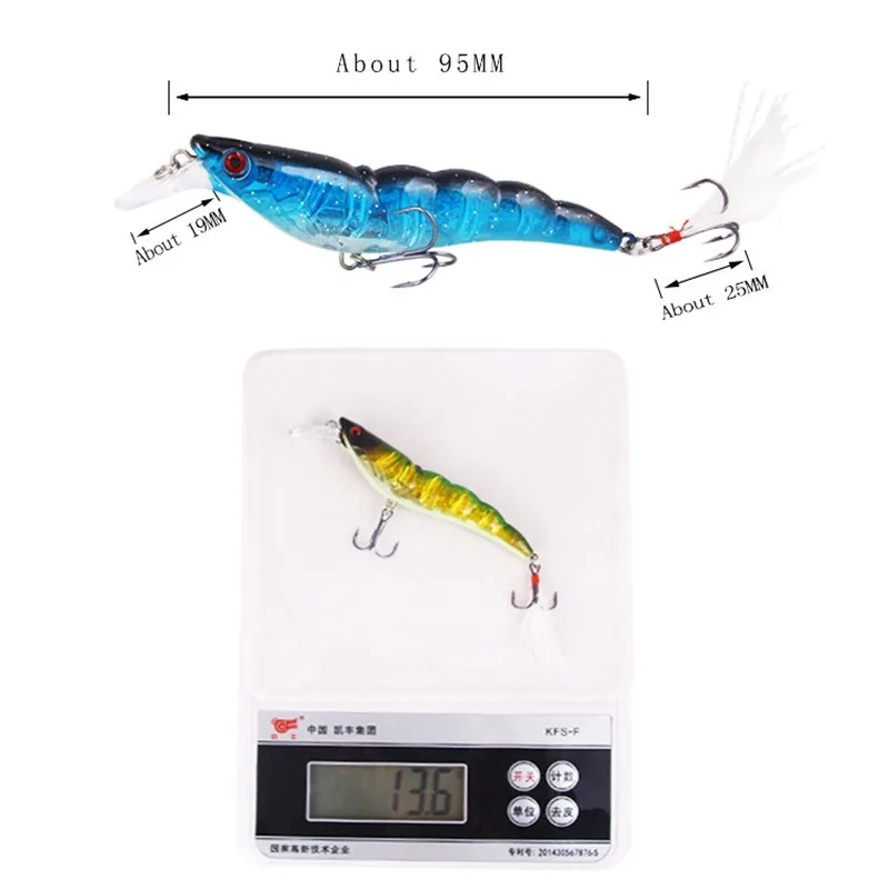 Full Attack Prawn Fishing Lure 13.6g/9.5cm Sinking Plastic Artificial Shrimp Perch Swimbait Hart Bait Wobblers Leurre Tackle