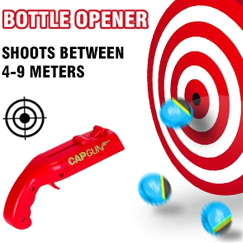 Cap Gun Beer Bottle Opener Flying Cap Launcher Shooter Party Bar Tool Gift Abridor De Garrafa Drinking Game Kitchen Tool Gadgets