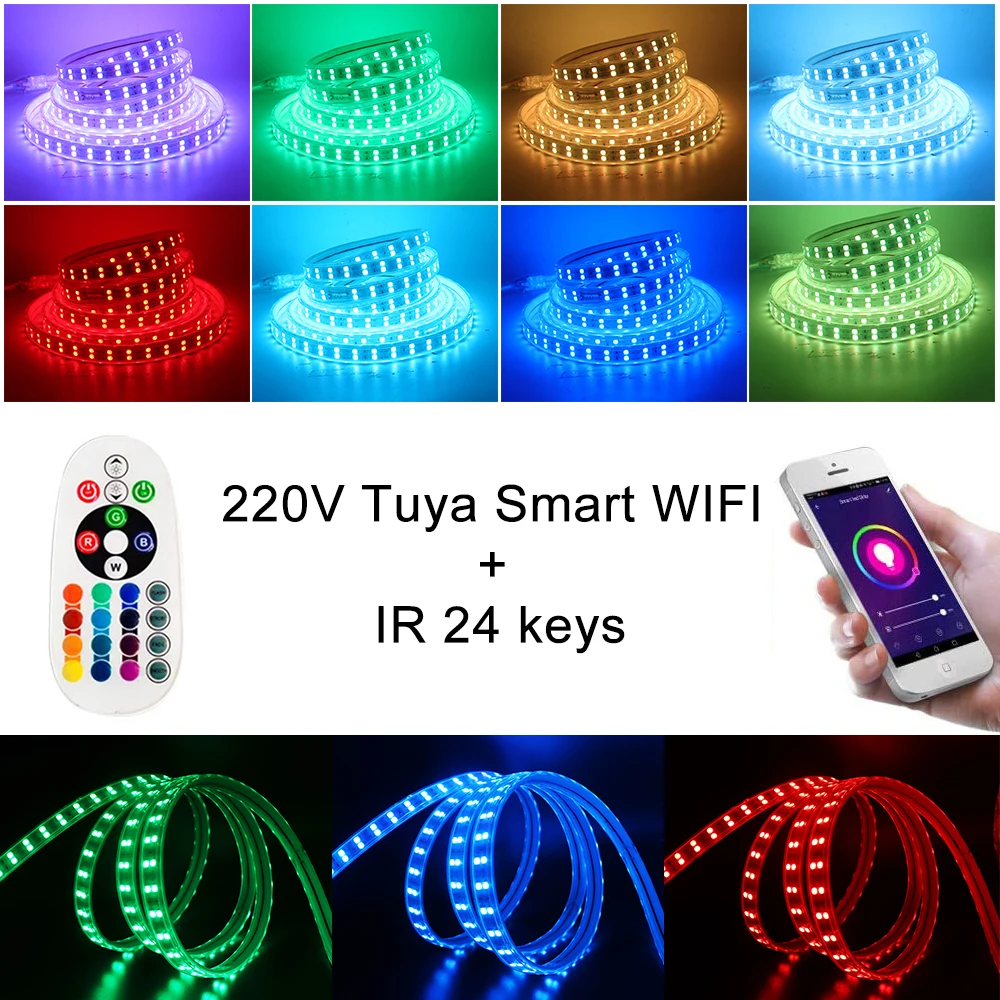 Imagem -05 - Rgb Conduziu a Luz de Tira com Wifi 750w Controlador Smd5050 120leds m Alto Brilho Impermeável Fita Lâmpada Flexível Led Fita 220v