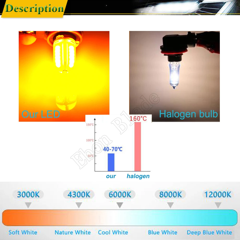 2 szt. Żarówka przeciwmgielna led H8 H11 H16 JP bursztynowa żółta pomarańczowa obudowa silikonowa COB 48 SMD Auto lampa przeciwmgielna światła do