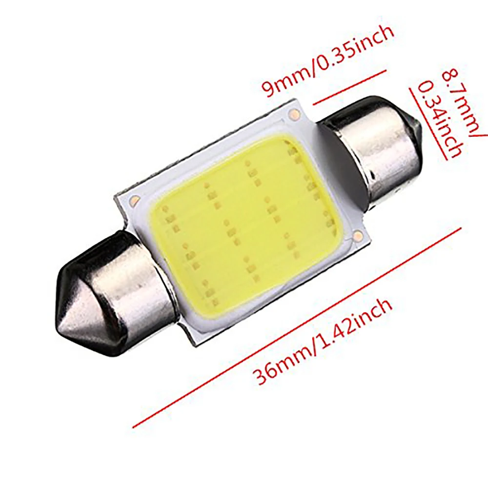 10pcs 31mm 36mm 39mm 41mm car COB LED Bulb C5W C10W White Color Car Dome Reading Light Auto Interior Lamp 6000K DC12V