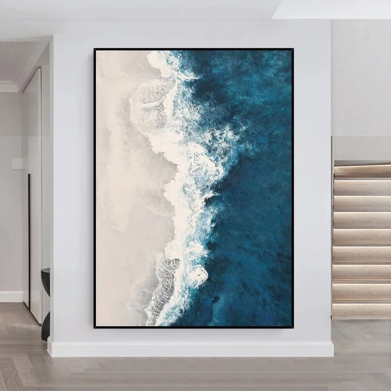 Blue Ocean Beach Landscape Let You Calm Down Canvas Painting Poster Prints Wall Art Picture for Living Room Home Decor Cuadros