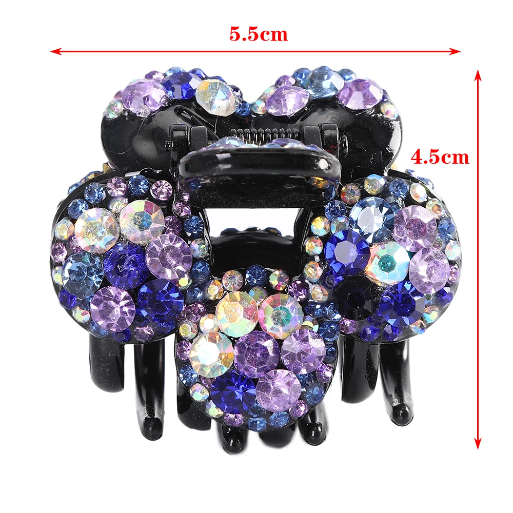 AWAYTR Rhinestone Hair Claws Clips Flower Women Fashion Crystal Hairpins Clamps Crab Ponytail Barrette Girls Hair Accessories