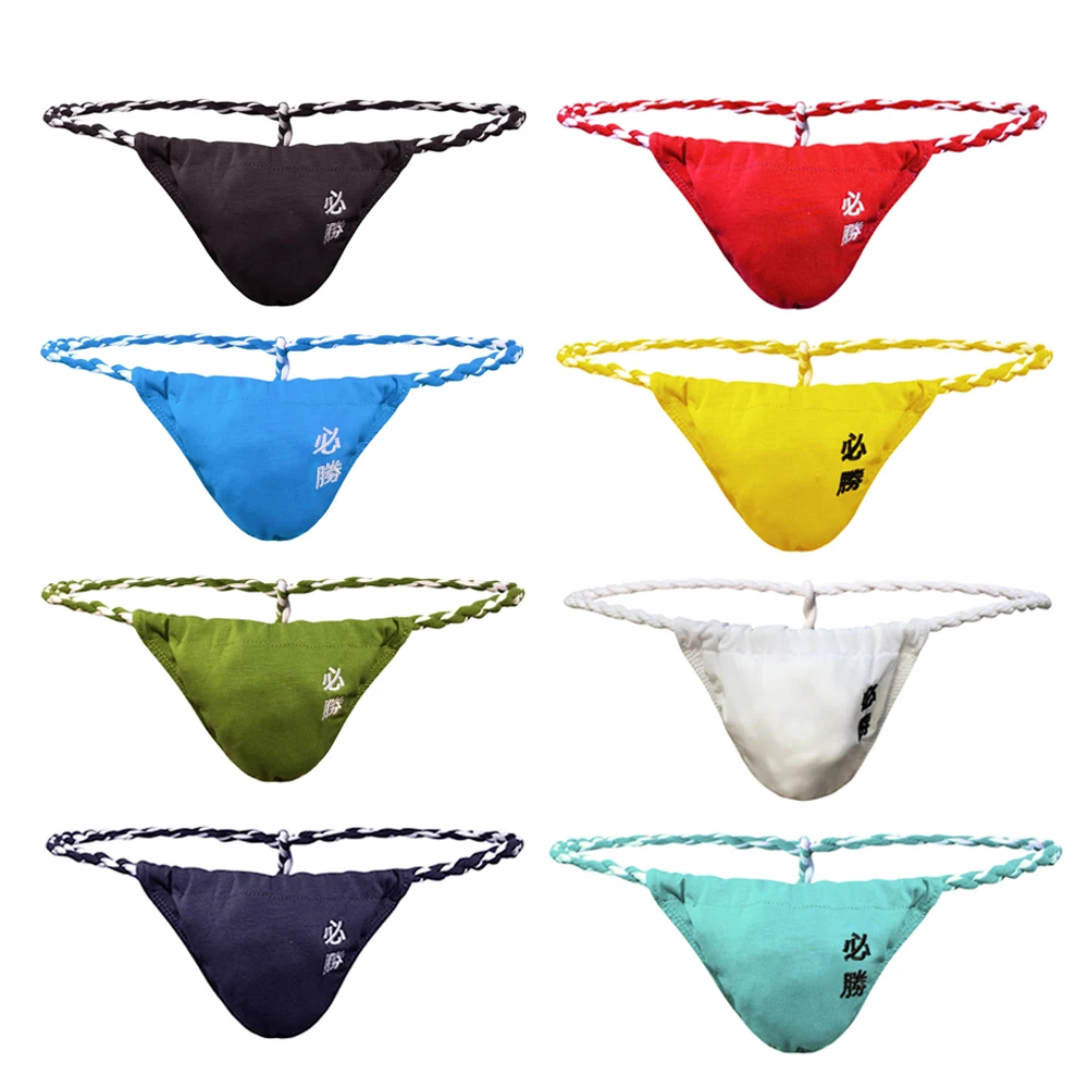 

8Pcs/Lot }Men's Cotton G-Strings Sexy Low Rise Mens T-Back Thong Gay Penis Pouch Sissy Panties Bikini Tanga Underwear Shorts