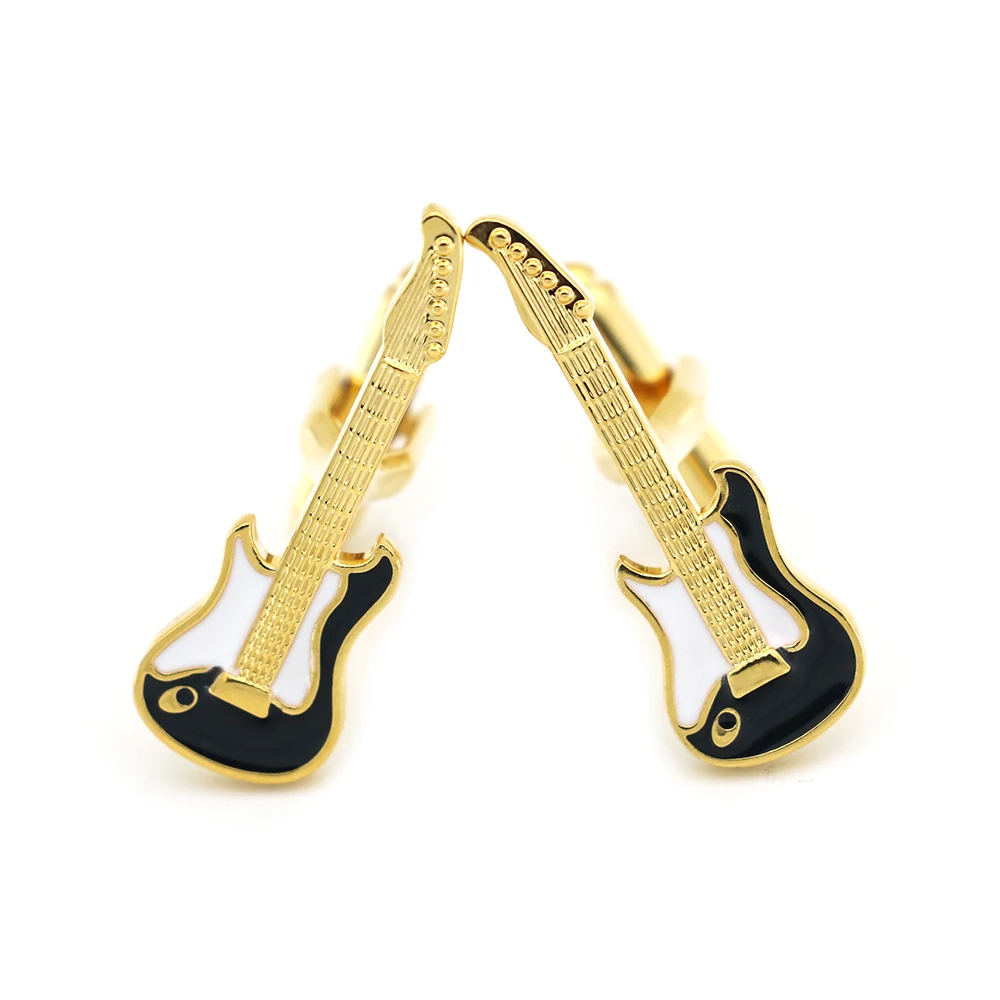 

New Arrival Fashion Cuff Links Golden Color Brass Material Rock Guitar Design Men's Cufflinks Wholesale & Retail