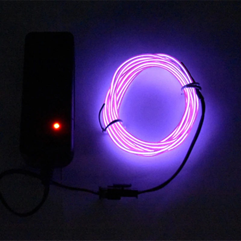 2M/3M/5M 3Vแบบยืดหยุ่นนีออนLight Glow ELสายเชือกสายStrip LED Neon Lightรองเท้าเสื้อผ้าตกแต่งController