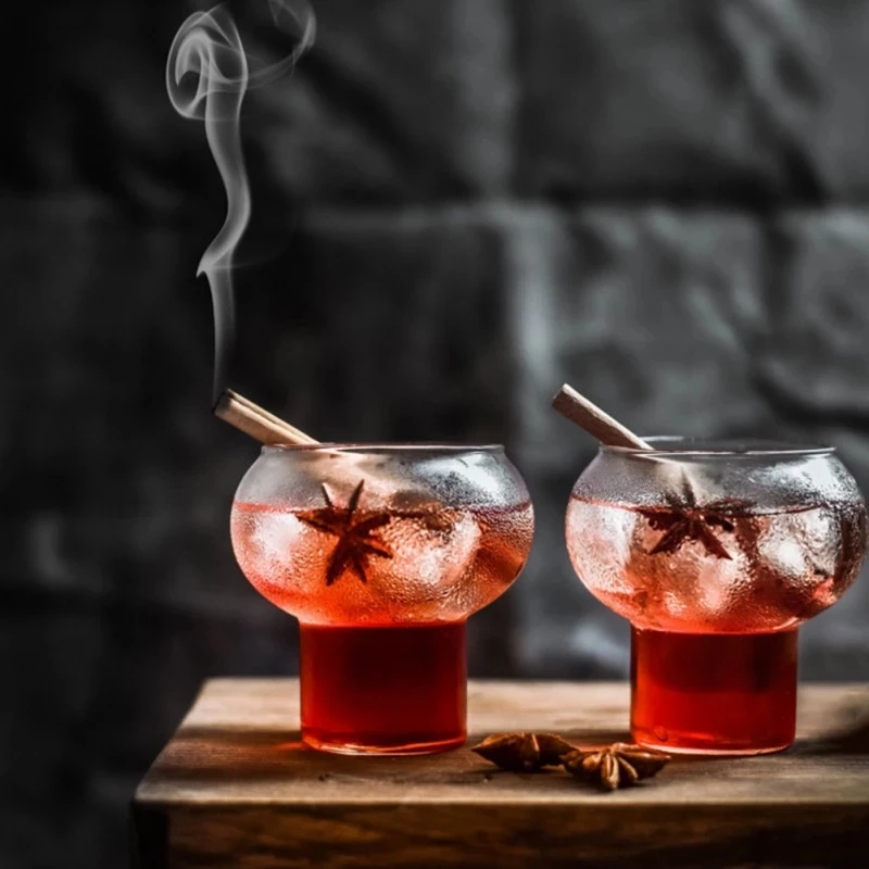 KEMORELA New Nordic Style Bar Cocktail Glass Coffee Mug Transparent Ball Yogurt Mousse Cup Ice Cream Dessert Cup Milk Shake Mug