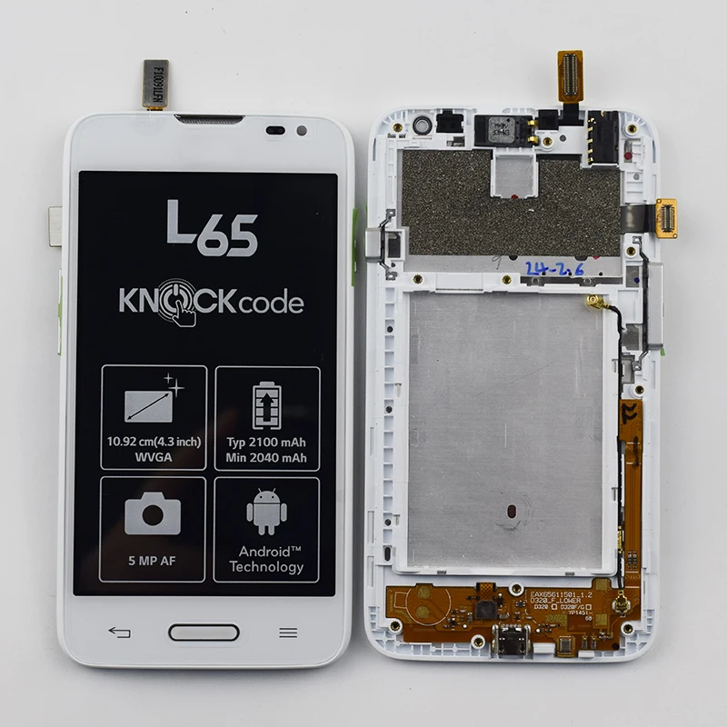 

4.3" For LG L65 D280 D280N LCD Display Monitor Screen Panel Module + Touch Screen Digitizer Sensor Glass Assembly with Frame