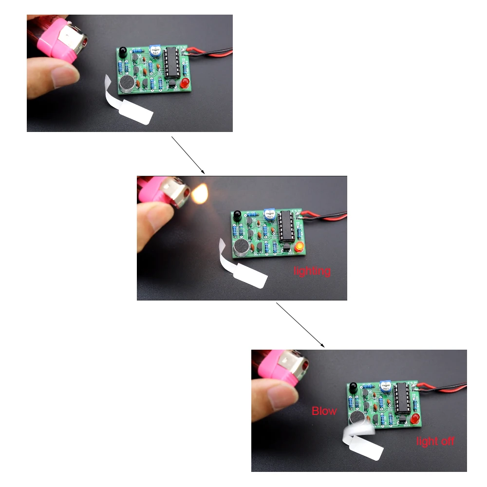 DIY อิเล็กทรอนิกส์ชุดคิทเลียนแบบเทียนอิเล็กทรอนิกส์ DIY ชุดอิเล็กทรอนิกส์ Soldering Blow Control ชุดเทียน