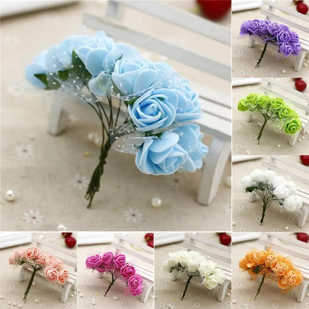 

2.5cm Foam Wedding Candy Box Diy Wrist Flower Artificial Wrist Flower Fake Rose Bouquet Wedding Party Home Decor Supplies