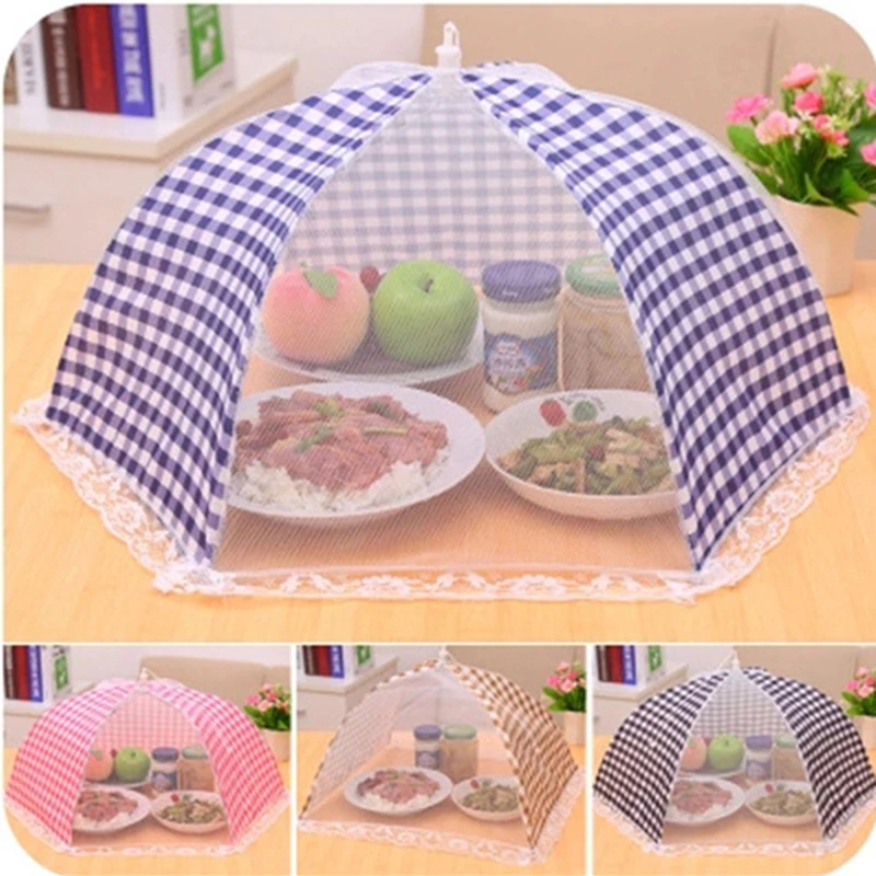 

1Pc Kitchen Accessories Folded Mesh Food Cover Anti Mosquito Umbrella Hygiene Grid Style Food Dish Cover BBQ Picnic Kitchenware