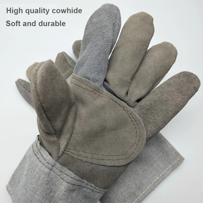 Welding Work Gloves Soft Thick Genuine Cowhide Working Gloves wear resistant Grinding cutting handling BBQ Heavy Duty Gloves