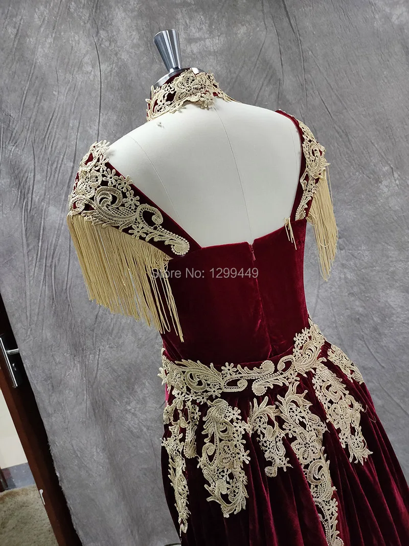 Eightale Morocco Kaftan Evening Dress with Detachable Train Customized Appliques Mermaid Velvet Burgundy Arabic Prom Party Gown
