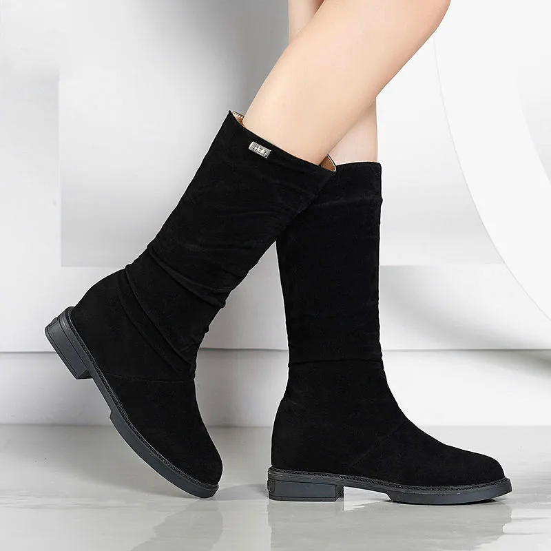 Autumn and Winter New Fashion Women Boots Suede High Quality Women Winter Snow Boots Rubber Women Flat Boots