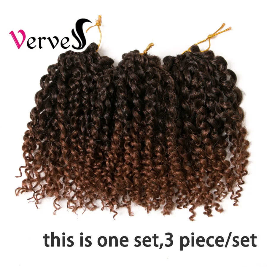 Verves Krullend Gehaakte Vlechten Haar 90 G/set, 3 Stuk/set 8 Inch Synthetische Marley Bruin Ombre Vlechten Hair Extentions Blonde