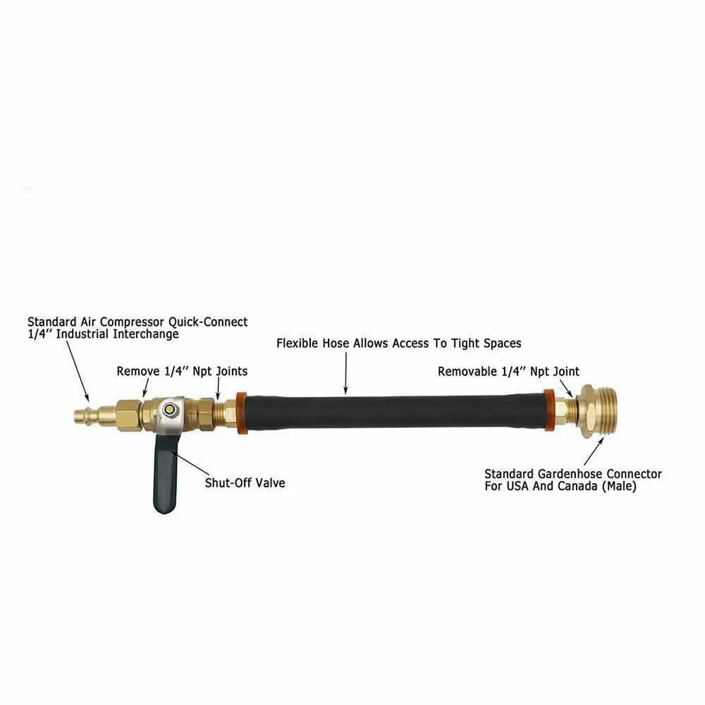 RV Winterizing Blow Out Adapter W Shut-Off Valve 3/4\