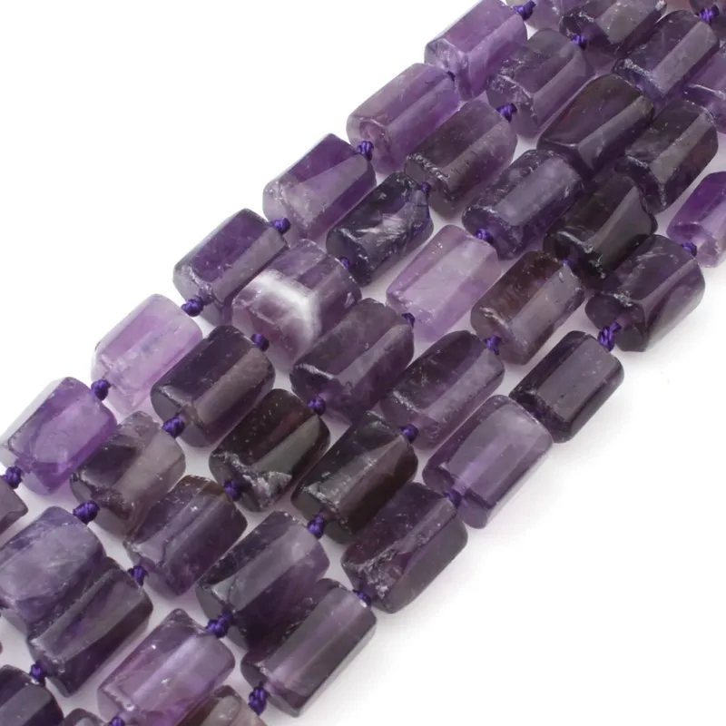 Wholesale Natural Amethyst 8x11mm Cylinder Shape Stone Beads For Jewelry Making Accessories DIY Women Necklace Bracelets 7.5inch