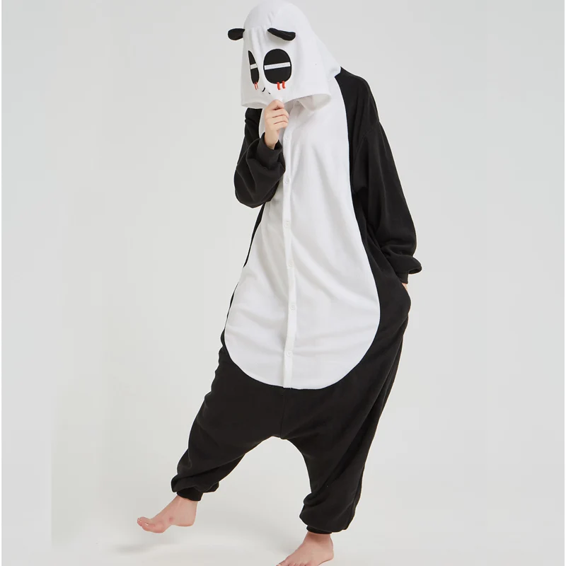 Panda Onesiesสำหรับผู้ใหญ่Kigurumiชุดนอนสัตว์Oneชิ้นPijamasฮาโลวีนผู้หญิงJumpsuitสยามคอสเพลย์ชุดนอน