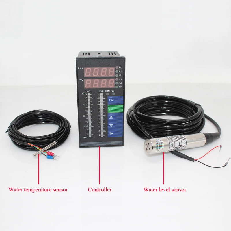 0-100‘C 0-10m water temperature and water level controller with water temperature sensor and water level sensor 4 relays output