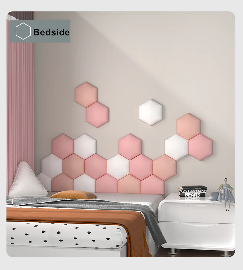 Household Hexagonal Headboard bed Soft Bag Self-adhesive, 3D Wall Sticker Wall Background Tatami Decorative Painting