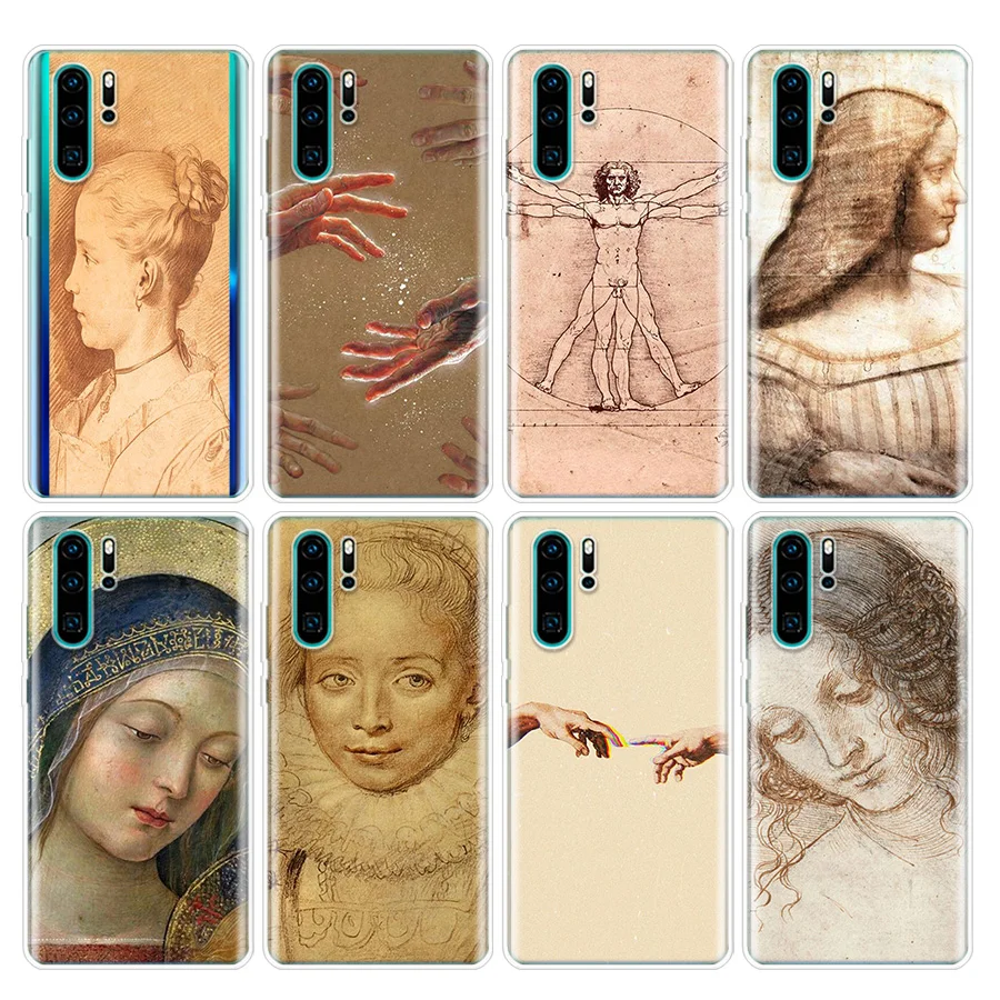 Italy leonardo da vinci art Phone Case For Huawei P30 Lite P40 P20 P10 P50 Mate 10 20 30 40 Pro Art Pattern Soft TPU Back Cover