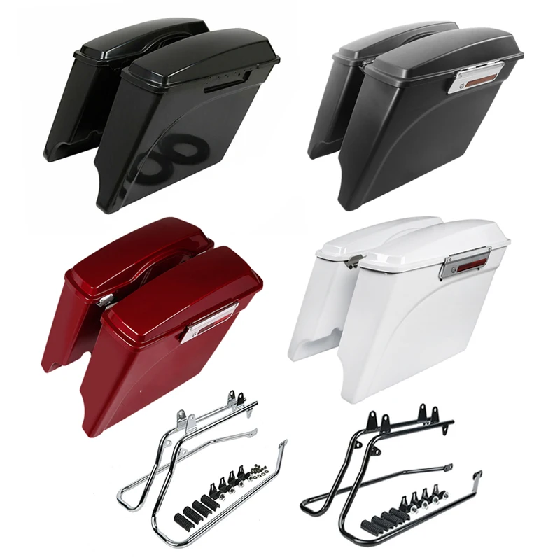 

Motorcycle ABS 5" Stretched Hard Saddlebags Conversion Brackets For Harley Softail FatBoy 1986-2013