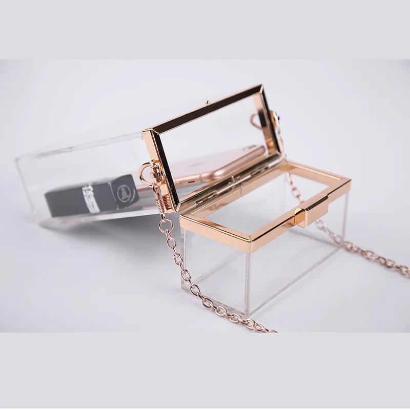 Acrylic Transparent Box Chain Crossbody Bags Evening party Clutch Clear Bags For Women 2021 Ladies Small Purses and Handbags sac