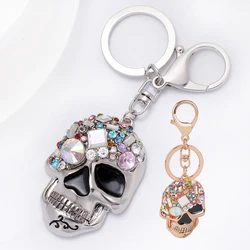 Vintage Funny Crystal Skull Head Keychain Car Bag Key Pendant Skeleton Keyring Men Women Halloween Jewelry Accessories Gift