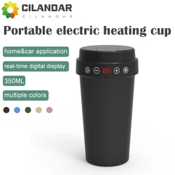 Universal Car Heating Water Cup, Preservação de Calor, Copo Elétrico, Aquecedor, Chaleira, Aberto, 12V, 220V, 350ml