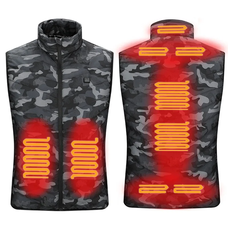 New 9 Places Heated Vest Men Women Usb Heated Jacket Heating Vest Thermal Clothing Hunting Vest Winter Heating Jacket BlackS-6XL