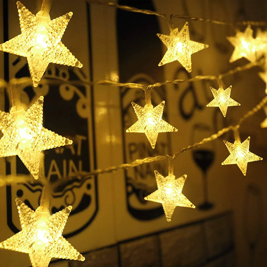 10/20/30/50M Star Shape LED String Fairy Light For Holiday Wedding Party Garden Christmas Twinkle Star Garland Light