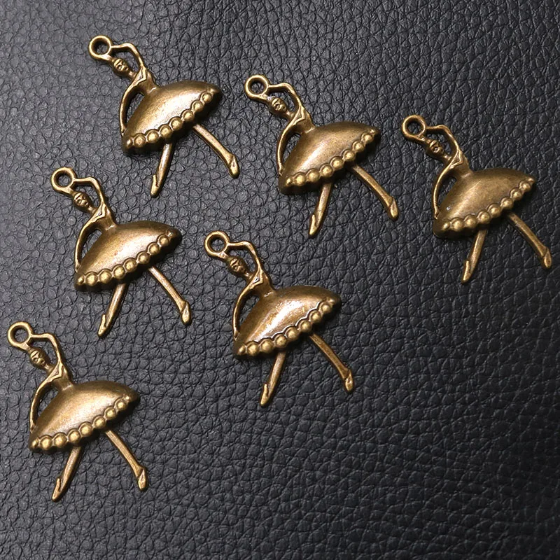 8pcs/lot Ancient Bronze Ballerina Charm Metal Pendants DIY Necklaces Bracelets Jewelry Handicraft Accessories 32*20mm P723