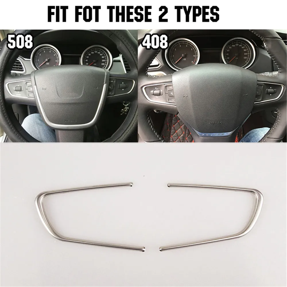 Steering Wheel Trim Cover For Peugeot 508 2011-2016 Chrome Center Console Interior Decoration Styling Stainless Steel Bezel