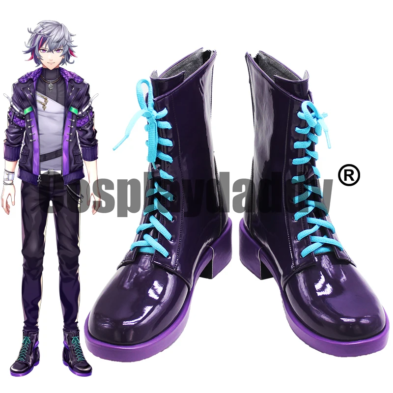 

Japanese Virtual YouTuber Vtuber Nijisanji Fuwa Minato Fuwacchi Cosplay Shoes Lace-Up Ankle Boots X002