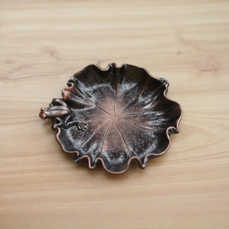 JINSERTA Antique Copper Storage Tray Tea Coffee Milk Tray Anti-slip Coaster Handmade Home Hotel Restaurant Decorative Tray