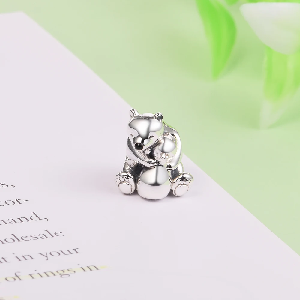 

Fits Europe Bracelet 925 Sterling Silver Hugging Polar Bears Charms Beads for Jewelry Making Woman DIY Gift 2021 Winter New