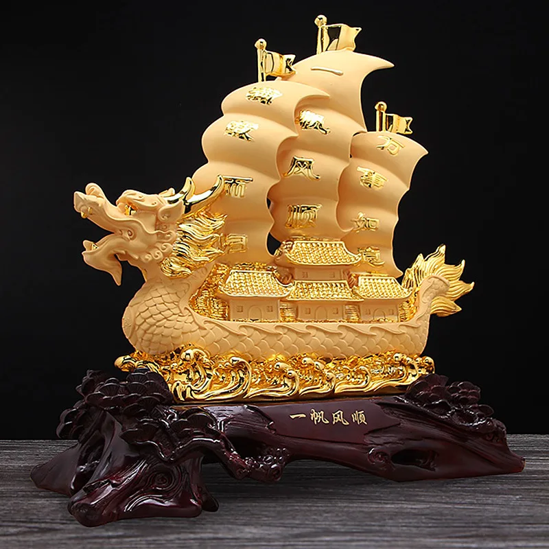 RESIN PLATING CRAFTS, SAILING BOAT, DRAGON BOAT ORNAMENTS, OFFICE DECORATIONS, BUSINESS GIFTS