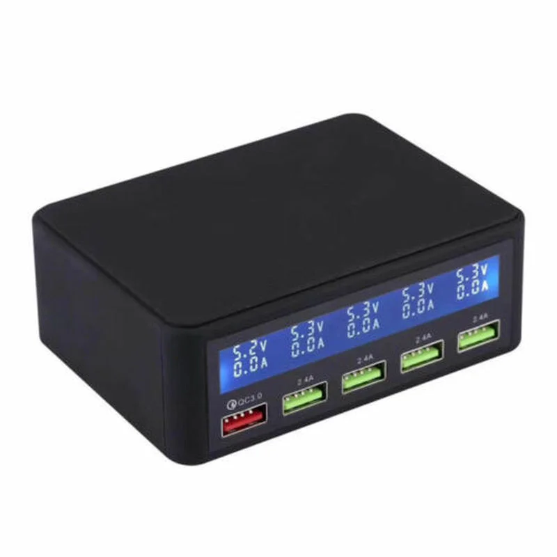 5 USB Mobile Phone Charger Real-time Dynamic of Intelligent LCD Digital Display Automatic Recognition of Quick Charging QC3.0