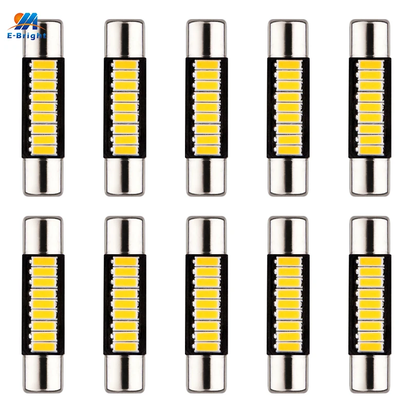 

10PCS C5W Festoon Lights 4014 28MM 31MM 9 SMD For Car Vehicle License Plate Lamp 6615F 6614F 3021 3022 Interior Dome Map Bulbs