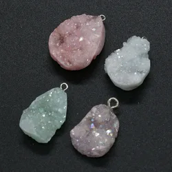 Natural Druzy Agates Pendants Charms Irregular Shape Stone  DIY for Necklace or Jewelry Making Size 20x25-23x30mm